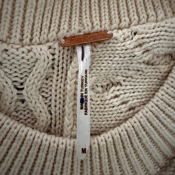 Free People Women's Cream Patchwork Crewneck Sweater Vest-Medium - Picture 3 of 4